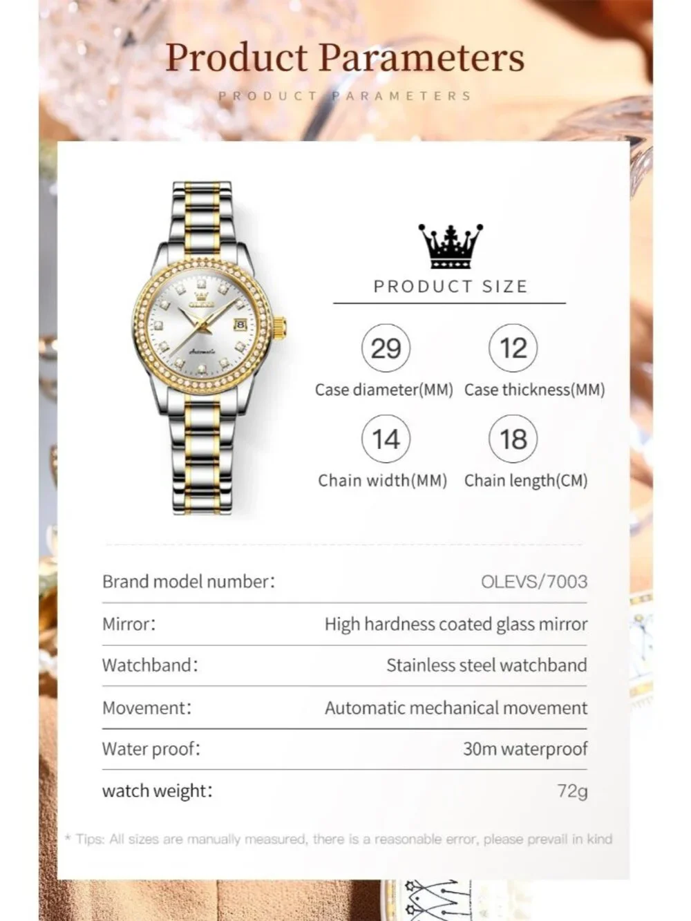Women's White Automatic Diamond Luxury Mechanical Stainless Steel Wrist Watches